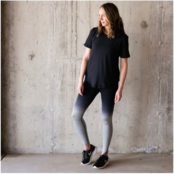 Zyia Leggings Womens Large Black Gray Ombré Seamless Stretch High Rise Athletic - Picture 1 of 9